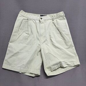 Vintage 90s Gant Mens American Original Chino Shorts Pleated Khaki Tan Cotton 32